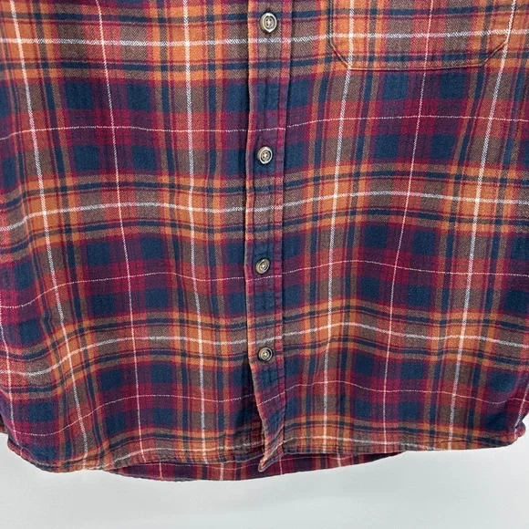 Eddie Bauer Outdoor Timeless Men's Checkered Flannel Shirt Burgundy/Navy SzS - Picture 7 of 14